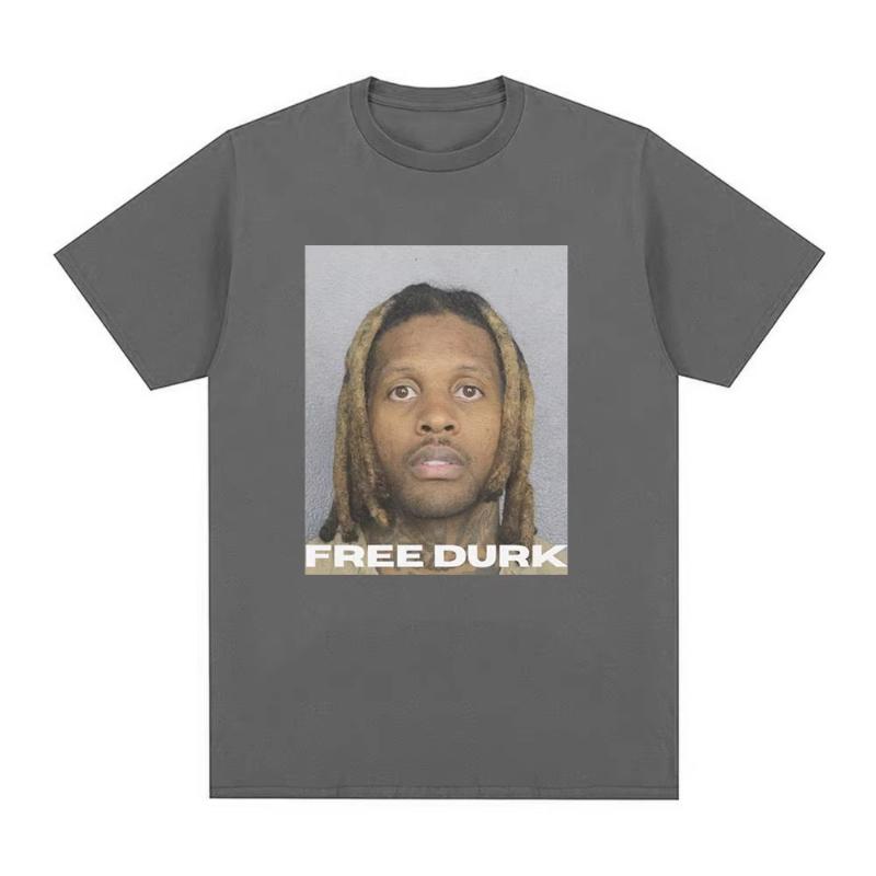БЕСПЛАТНАЯ ФУТБОЛКА DURK Графические футболки Lil Durk Унисекс Женская одежда Модная Винтажная футболка Повседневная Уютная Хлопковая Оверсайз Футболки