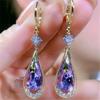 Green Color Zircon Crystal Long Tassel Water Drop Earrings for Women Temperament Korean Jewelry Pendientes Boucle D'oreille
