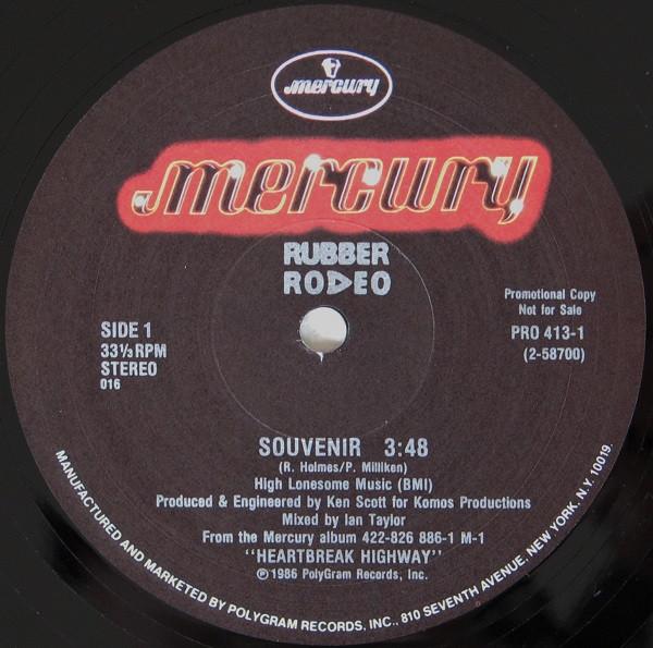 12inch Record RUBBER RODEO - Souvenir PRO4131 Mercury 1986 US Dance & Electronica Used