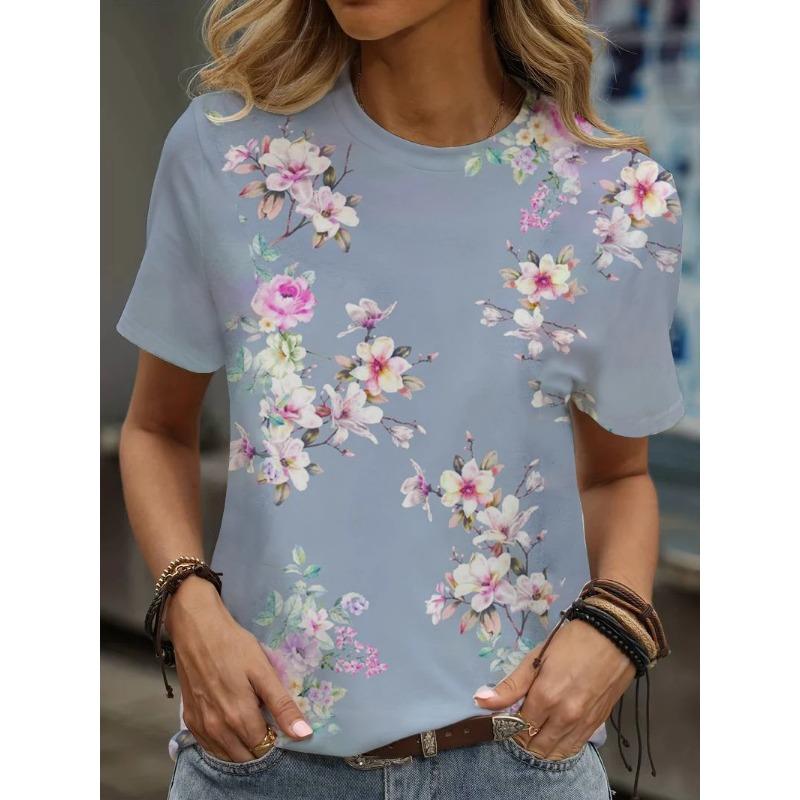 Женская футболка с 3D-принтом и мультяшной графикой, повседневный топ с коротким рукавом для лета