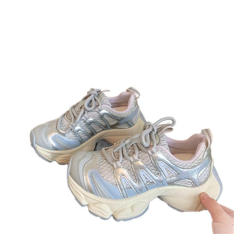 Кроссовки на толстой подошве в стиле "dad shoes" Новые сетчатые дышащие туфли на платформе с юбкой спортивные и повседневные туфли