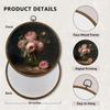Qskjre Dark Moody Peony Floral Wall Art Decor, Vintage Cottagecore Pink Peonies Flower Round Wood Framed Canvas Wall Artwork, Shabby Chic Hanging