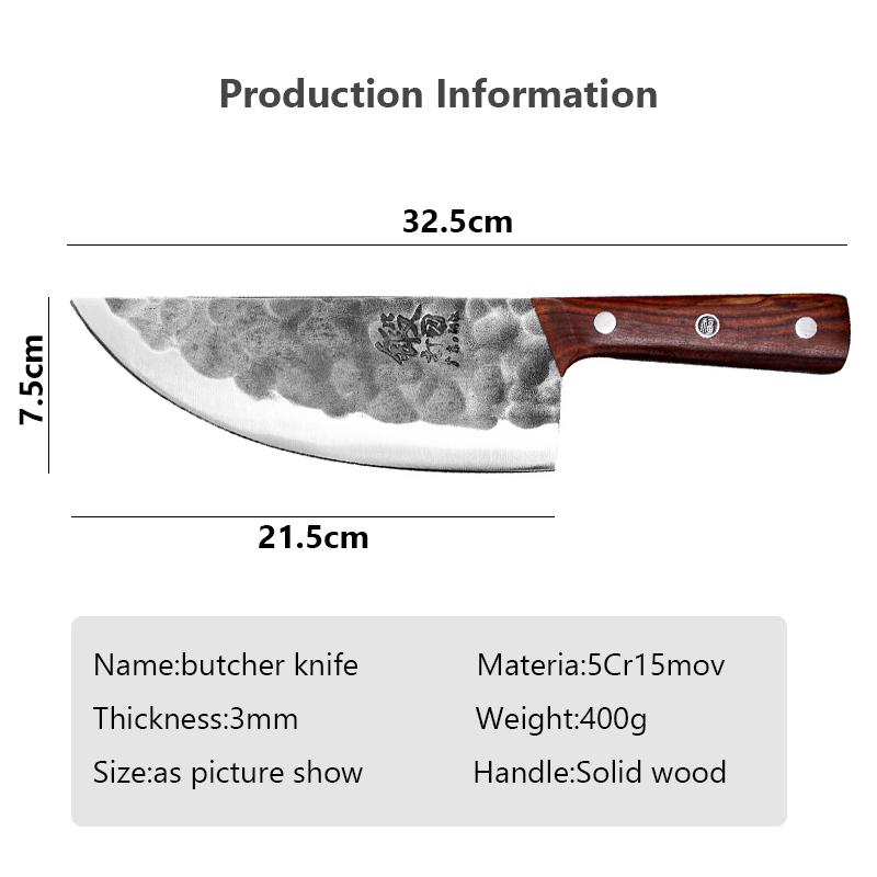 Handmade Stainless Steel Kitchen Chef Knife Meat Cleaver Knife Fruit Vegetable Slicing Cutter Tool