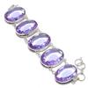 Natural Pink Amethyst Gemstone Handmade 925 Sterling Silver Bracelet 7-8" T9y79