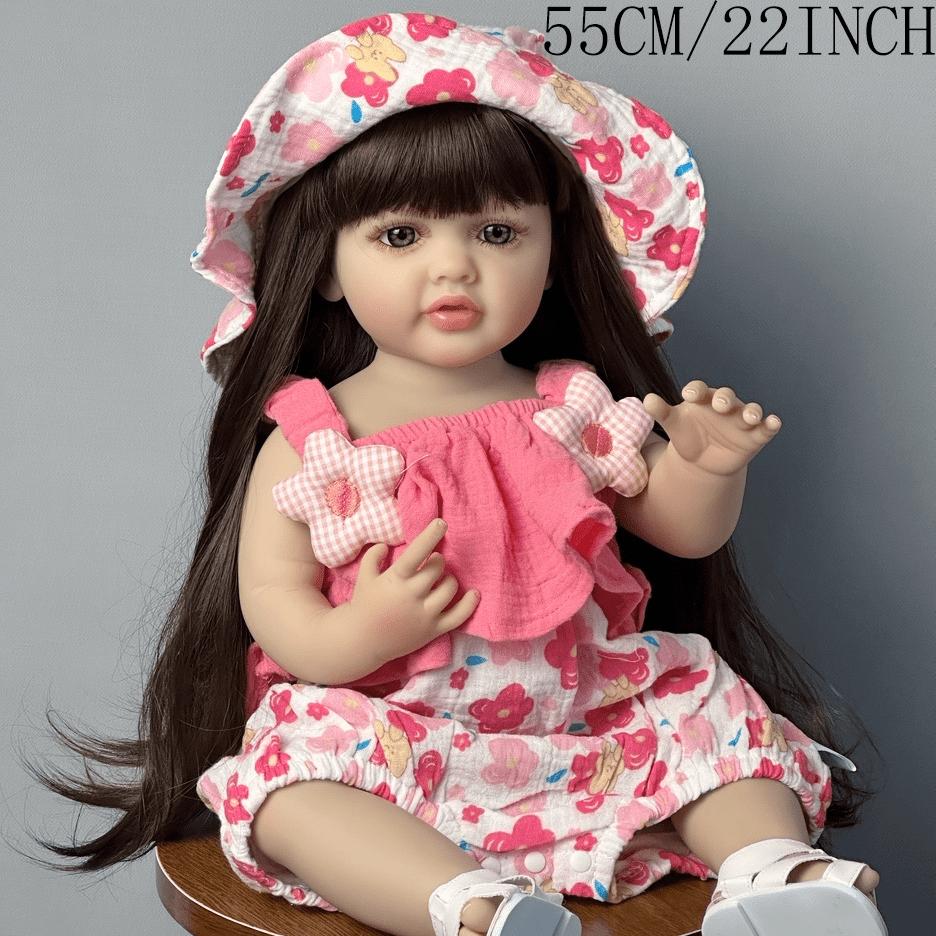 BZDOLL 55 СМ Полностью Мягкий Винил Кукла Реборн Девочка Игрушка Реалистичная 22 Дюйма Принцесса Малыш Арт Бебе Подарки на День Рождения для Ребенка