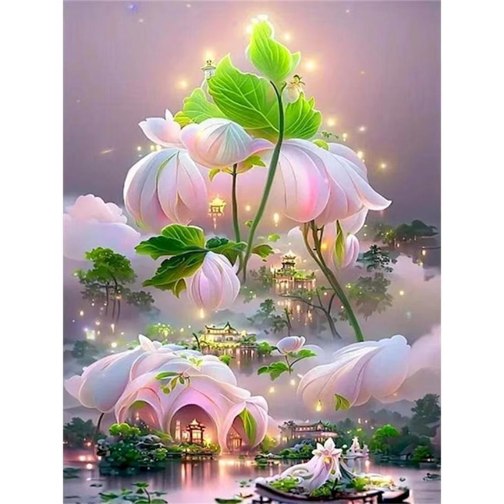 DIY Алмазная картина Экзотический цветок Набор для вышивки крестом Мозаичное искусство Алмазная картина Полный круг Алмазное украшение для дома