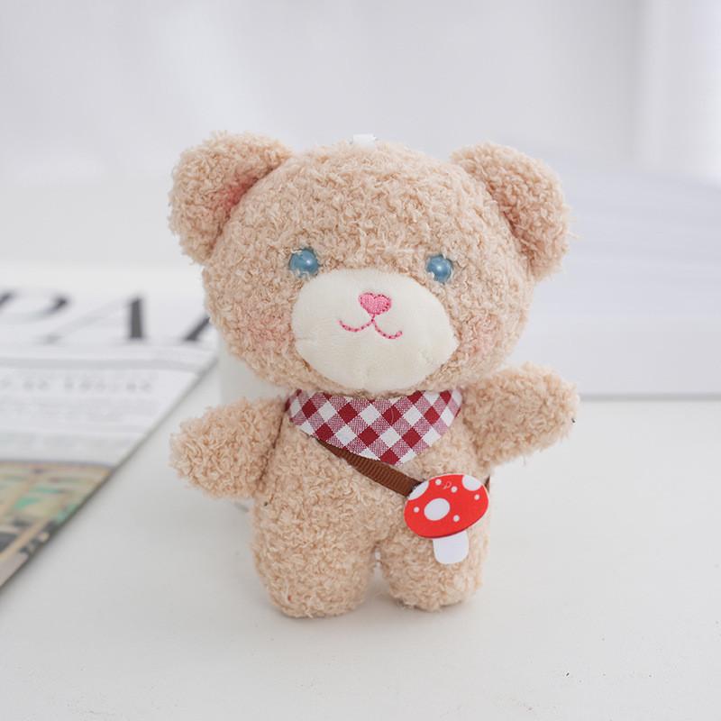 Adorable Plush Teddy Bear Cute Mushroom Bear Keychain Soft Stuffed Toy 12cm