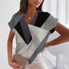 Fashion Irregular Shapes Printing Blouses Short Sleeve V-Neck T Shirts Casual