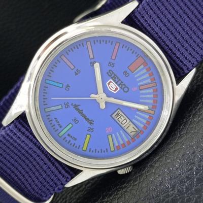 ЯПОНИЯ ВИНТАЖ SEIKO 5 АВТОМАТИЧЕСКИЕ МУЖСКИЕ ЧАСЫ С СИНИМ ЦИФЕРБЛАТОМ a701630-5