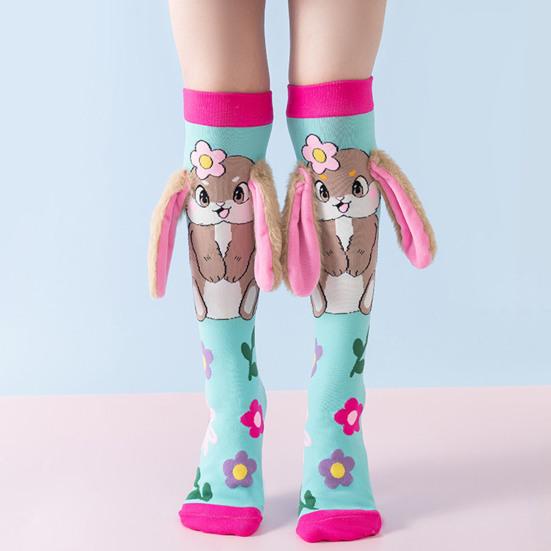 Детские разноцветные носки с животными, милые высокие носки с 3D-ушками, забавные носки до колена для мальчиков и девочек от 3 до 12 лет, рождественские подарки.