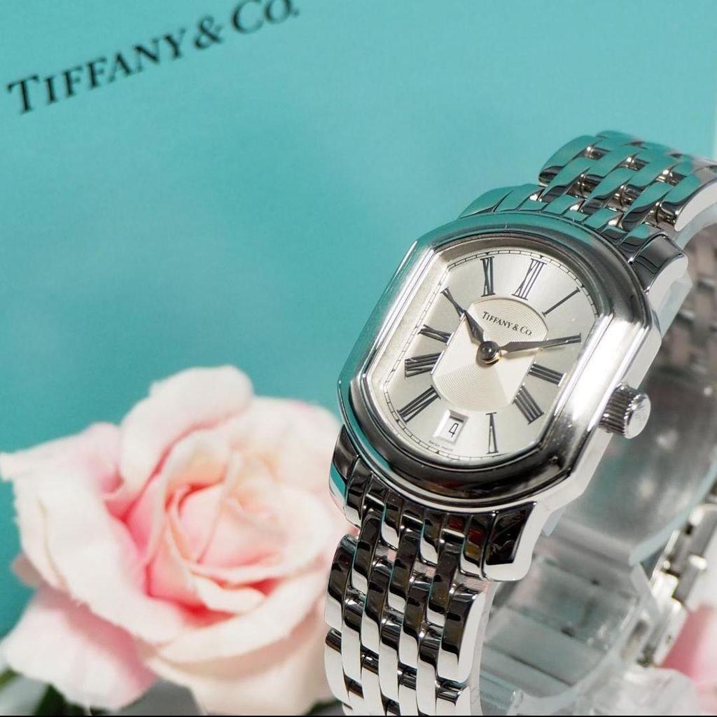 Used Beautiful condition Tiffany & Co. square date watch with box