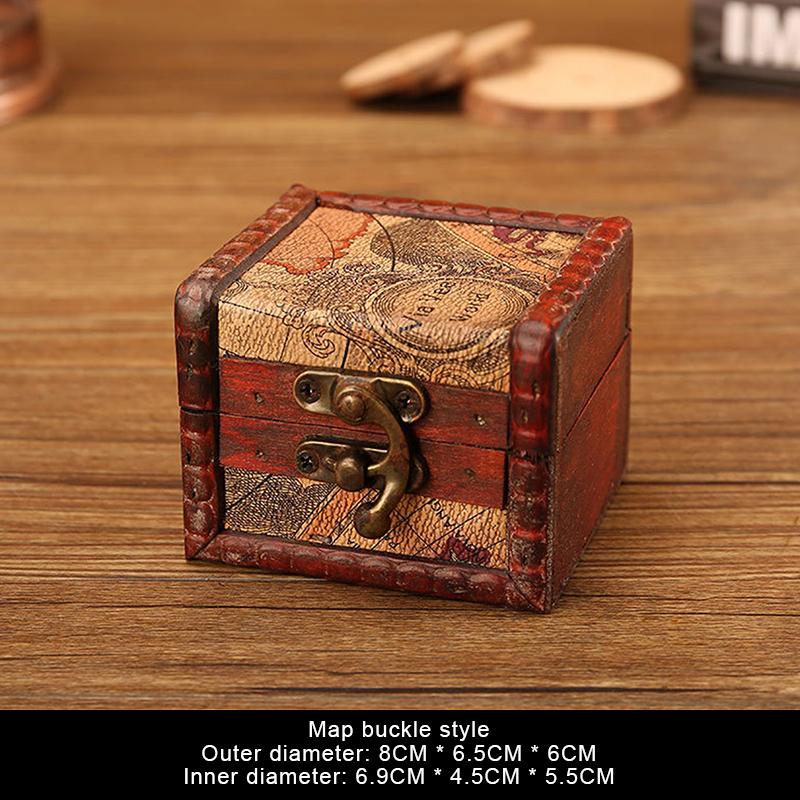 Chinese Style Vintage Wooden Jewelry Box With Lock Trinket Packing Box For Ring Brooch Bracelets Earrings Ear Studs Storage Box