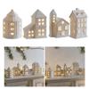 Porcelains Miniature Village House with LED Light Ceramics Glowing House Figurine Christmas Desktop Decoration Ornament