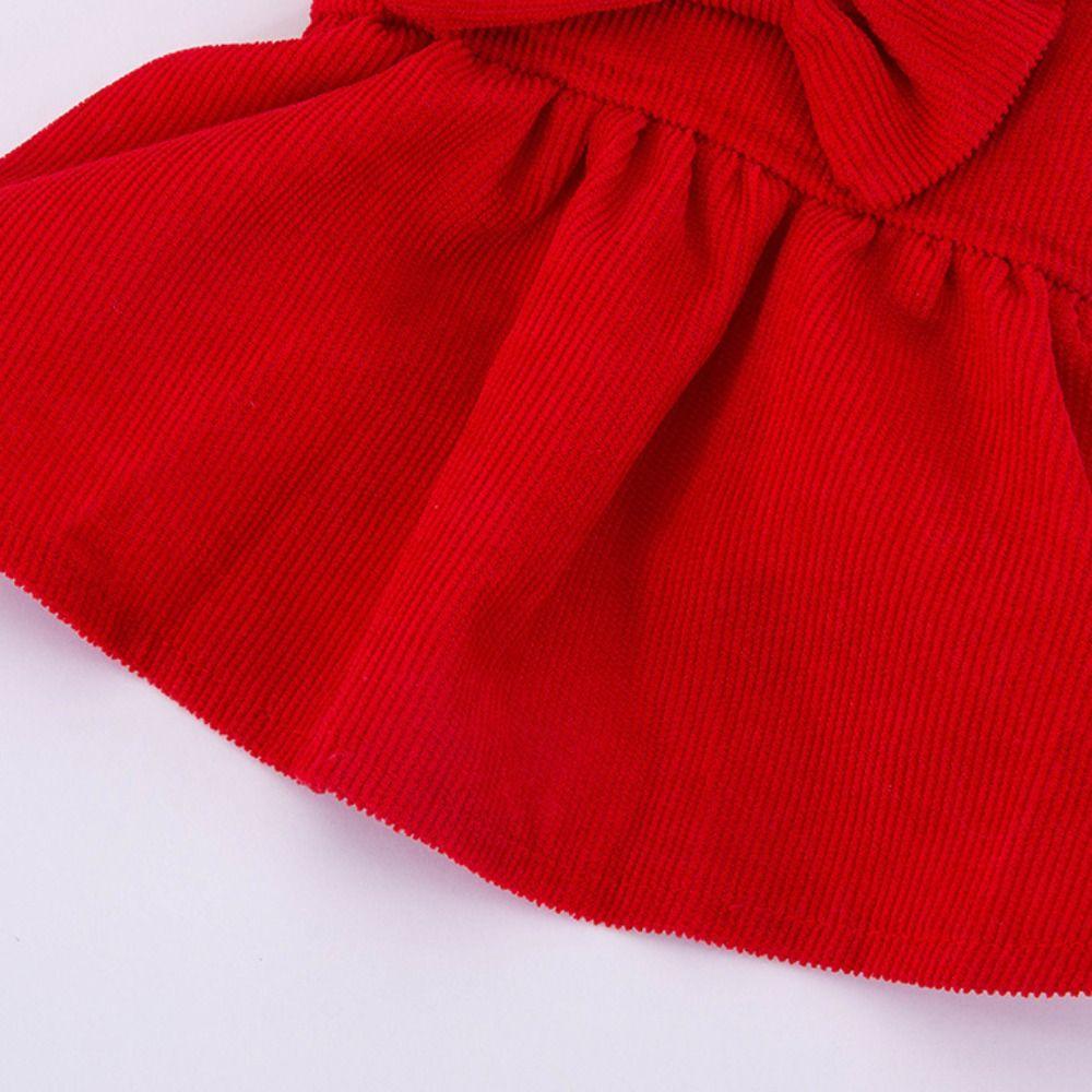 Pleated Pet Corduroy Skirt Sweet Pet Costume Fashion Bow Dog Skirt  for Pet