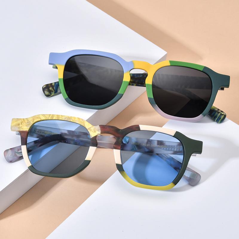 Borregls Matte Acetate Multicolour Polarized Sunglasses Men Designer Vintage Square Sun Glasses Women Retro Shades 19358T