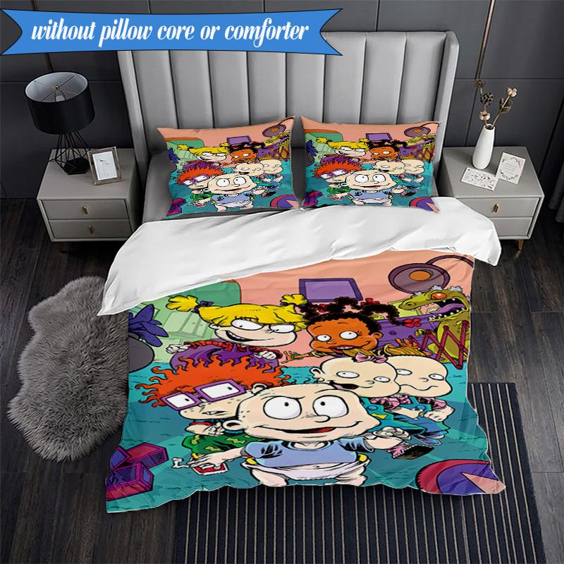 Rugr-ats: Urban Adventure 3pcs K-pop music group Bedding set,Ideal for Bedroom, Dormitory,Including Duvet Cover And 2pcs Pillowcases,Fan gifts