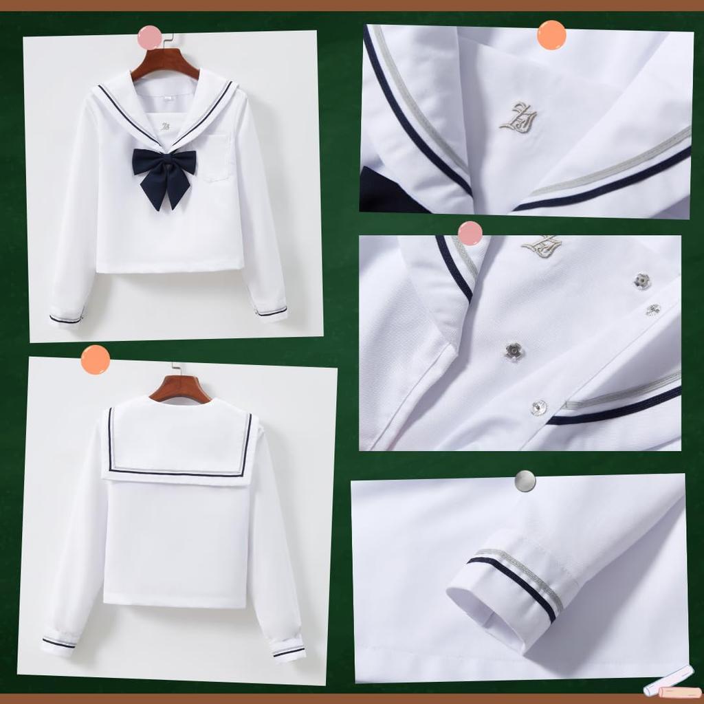 Матросская форма BeLoved Полный комплект Белый Старшая школа Средняя школа Младшая средняя школа JK School Студент для милого косплей костюм Свободный школьный большой косплей