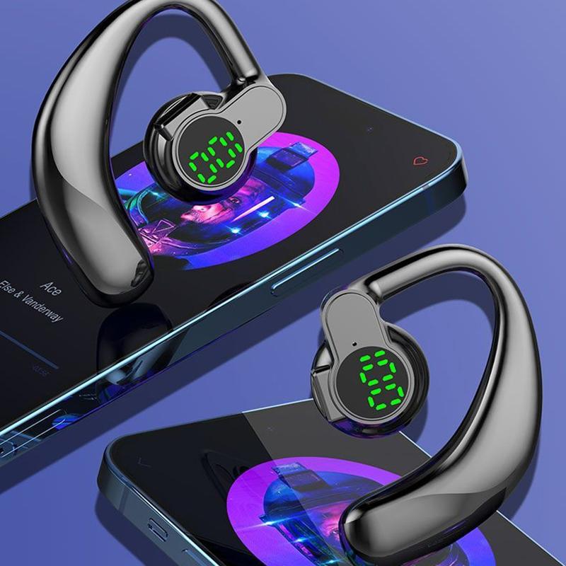 Беспроводная Bluetooth-гарнитура, Длительное время работы от аккумулятора, Накладные наушники, Шумоподавление, Цифровой дисплей, Спорт, Сон, Музыка, Серьги