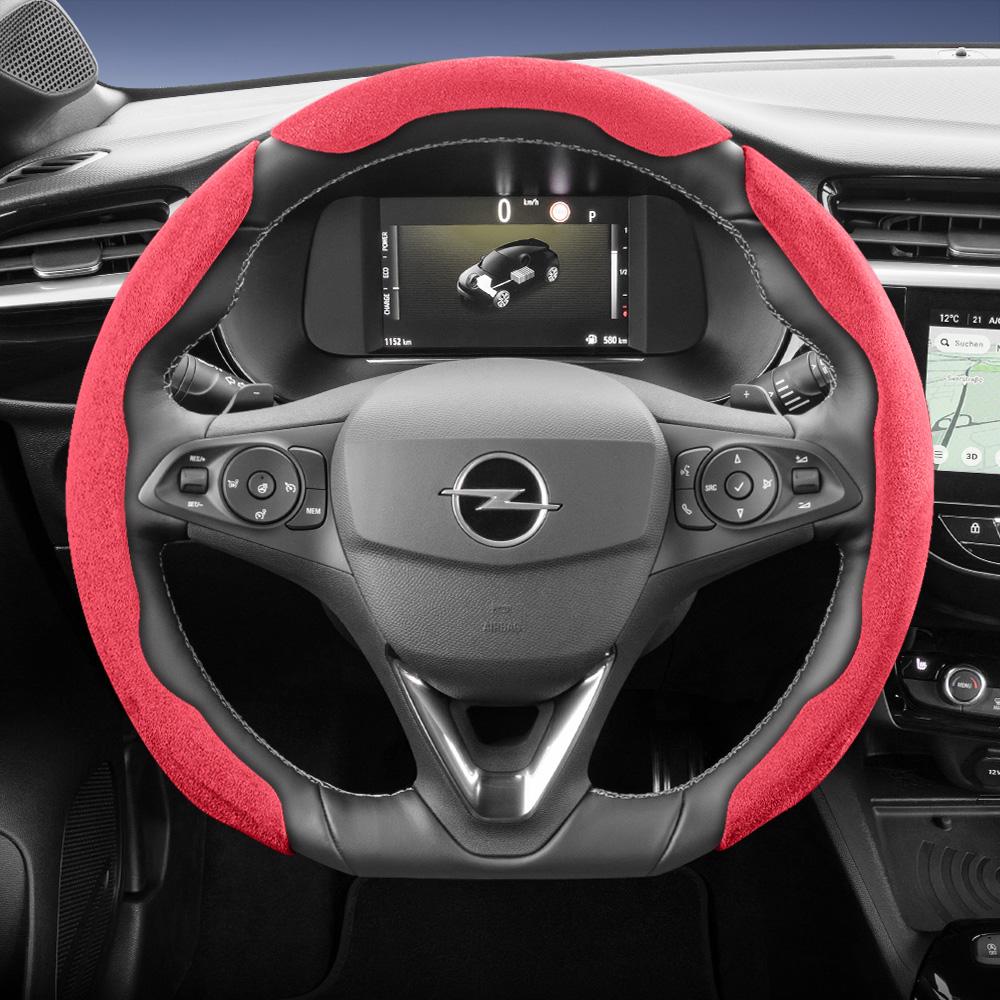 rzmup5 Suitable for Opel Sports Suede Steering Wheel Cover, Split Snap-On Anti-Slip Style, for Models Such as Corsa, Mokka, Astra, Grandland, Combo,