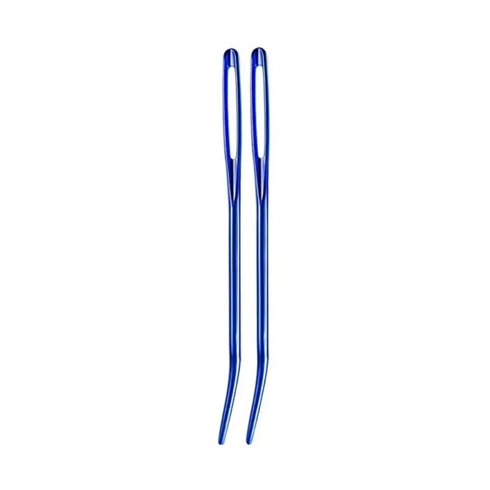 2Pcs Aluminum Bent Tip Tapestry Darning Knitting Needles Needlework Crafts Sewing Big Eye Bent Needle DIY Handicraft Accessories