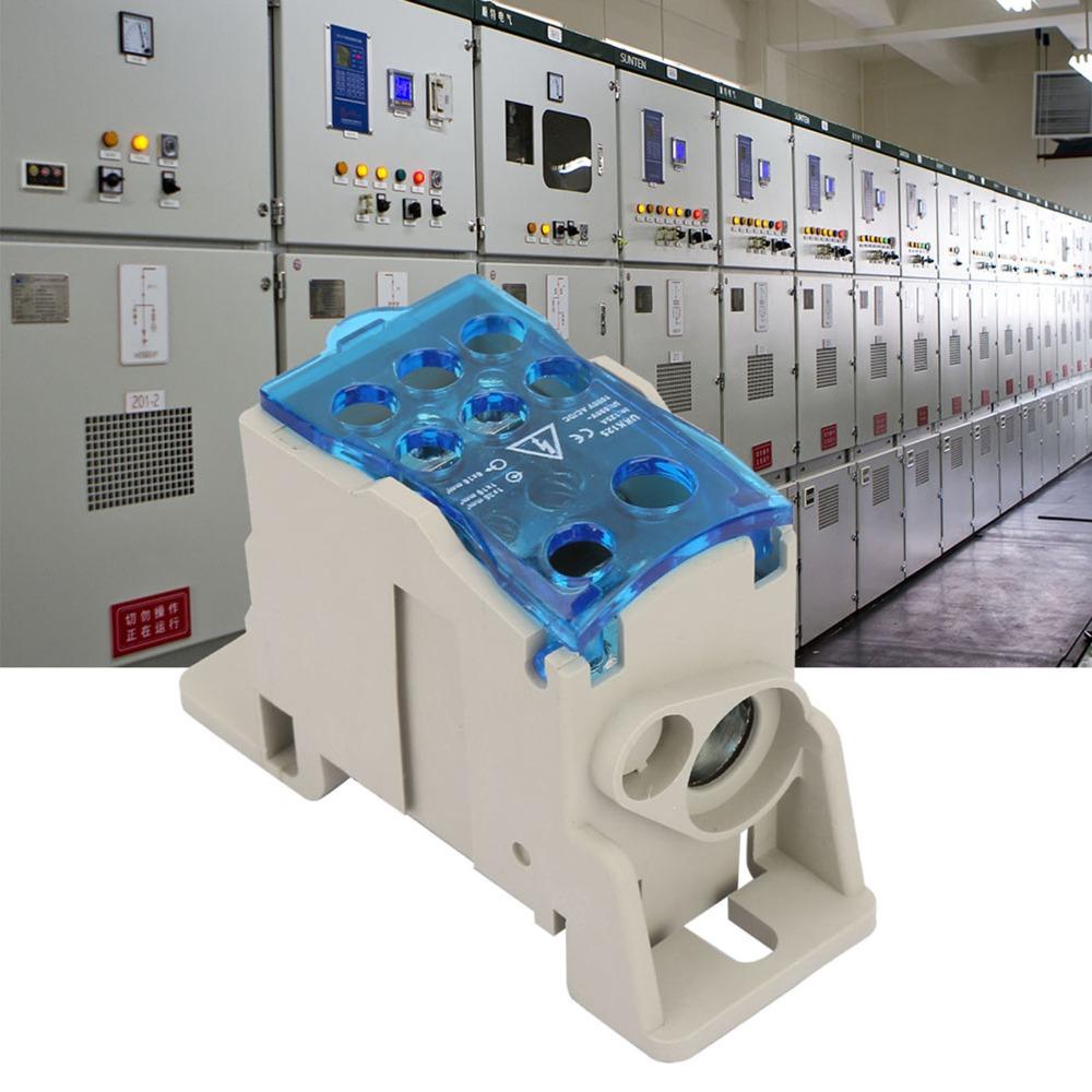 690V 125A DIN Rail Terminal Block Brass Conductor Positions Screw Terminal Terminal Block Distribution Box Blue Junction Box