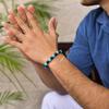 Natural Turquoise and Onyx beaded bracelet Beaded Gemstone Stretchable Bracelet Two stone unisex Unique friendship bracelet for him or her