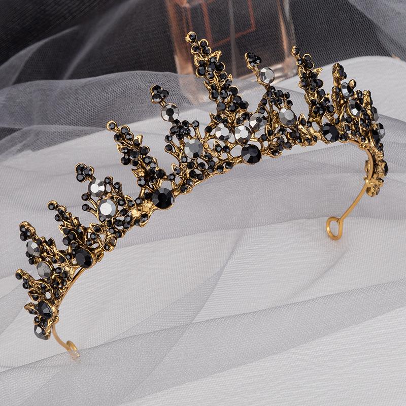 Свадебная корона в стиле барокко, новая ретро черная тиара, свадебное платье, свадебные аксессуары для волос, корона королевы на день рождения для взрослых