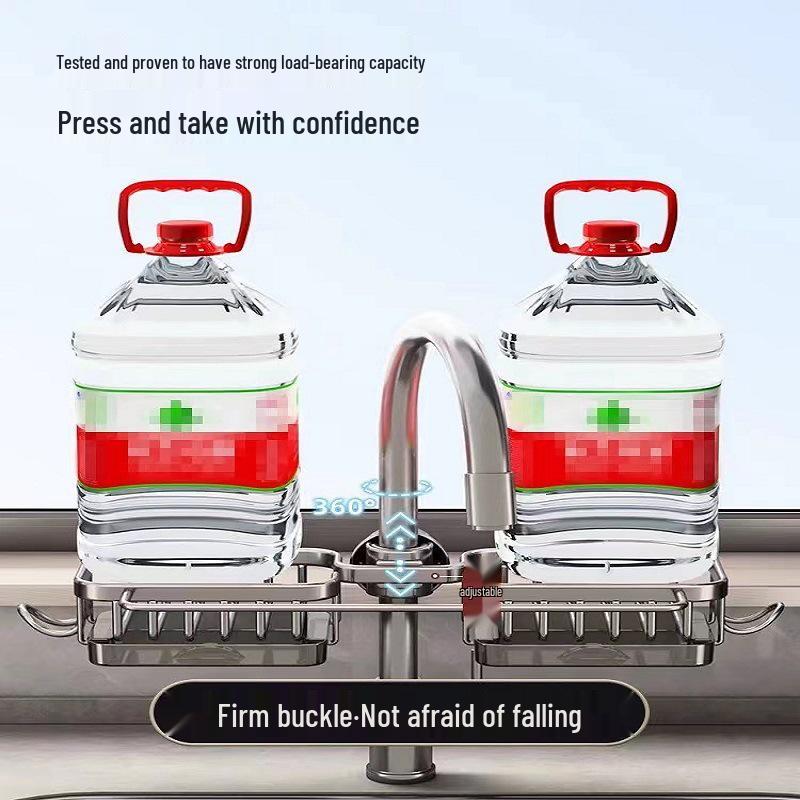 Органайзер для раковины из космического алюминия с держателем для тряпки и поддоном для стока