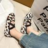 Fashion 2024 Fashion Furry Warm Women's Ballet Flats Low Heel Stretch Shoes Round Toe Women's Leopard Print Low Top Shoes