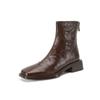Lambskin Slimming Ankle Boots 2025: Women's Mid-Heel Vintage Martin Boots, Black Square Toe, Autumn/Winter Collection.