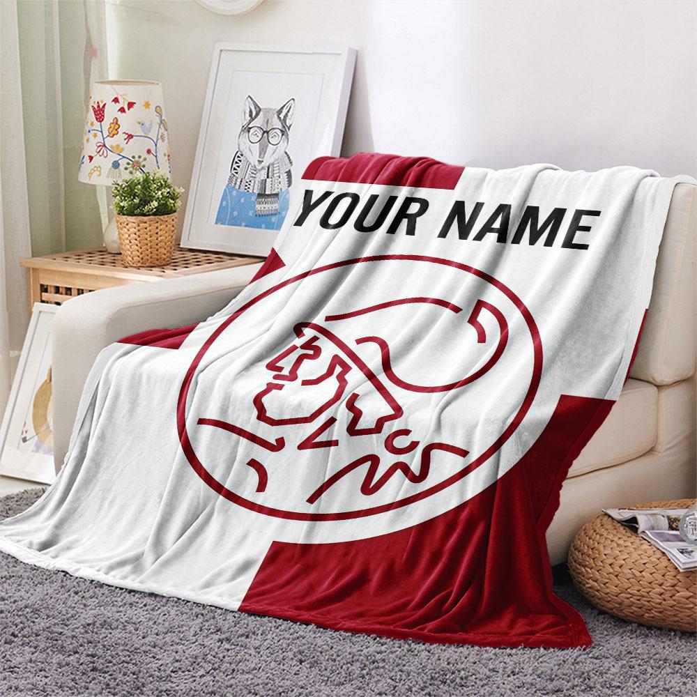 Custom Name,AFC Ajax Printed Flannel Blanket, soft throw for bedroom sofa, washable, Christmas present, great gift.