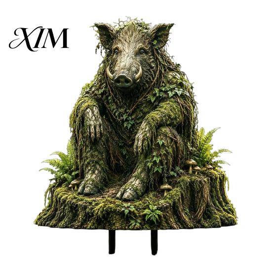 Forest Animal Guardian Statue Woodland Spirit Garden Stake, Yard Decor, 3D Rustic Cottage Accents for Fairy Patio Planter & Outdoor Display