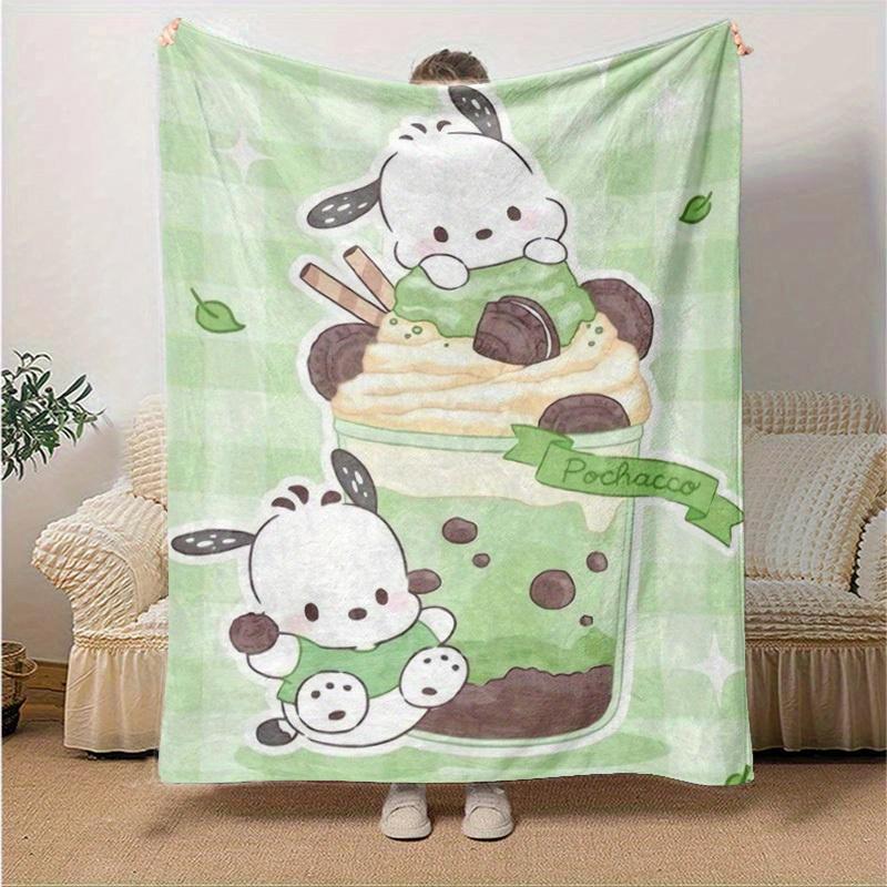 1 шт., Милый Почакко Sanrio, Маття-десерт, Домашний Декор, Плед, Идеальный Подарок для Спальни, Гостиной, Путешествий, Кемпинга, Автомобиля, Пляжа и Офисных Дремот. Мягкий Фл