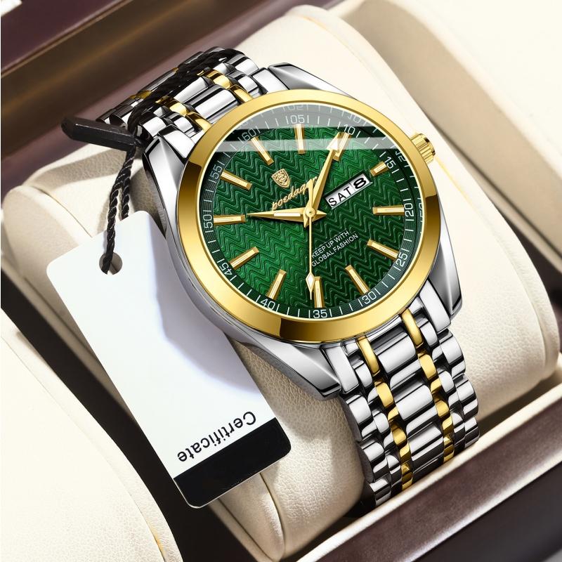 2024 Новые мужские часы, водонепроницаемые светящиеся модные высококлассные часы с календарем, стальной ремешок, изысканные часы с пульсирующей шкалой и циферблатом