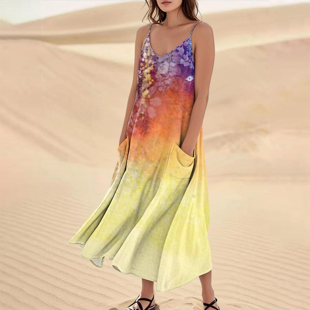 Женское летнее платье, повседневные свободные длинные пляжные платья для отдыха