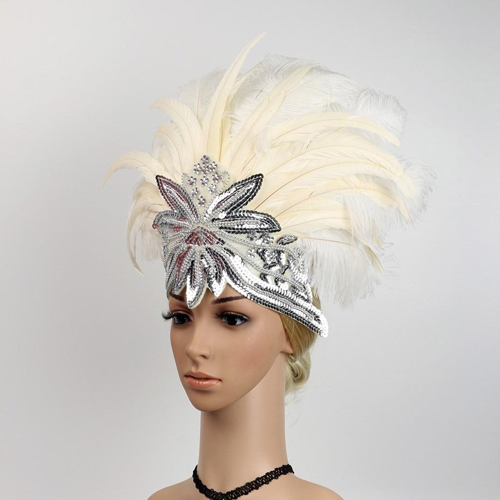 Feather Flapper Headbands Mardi Gras Prom Dancer Headpiece for Party Carnivals Celebrations Headwear Hair Styling