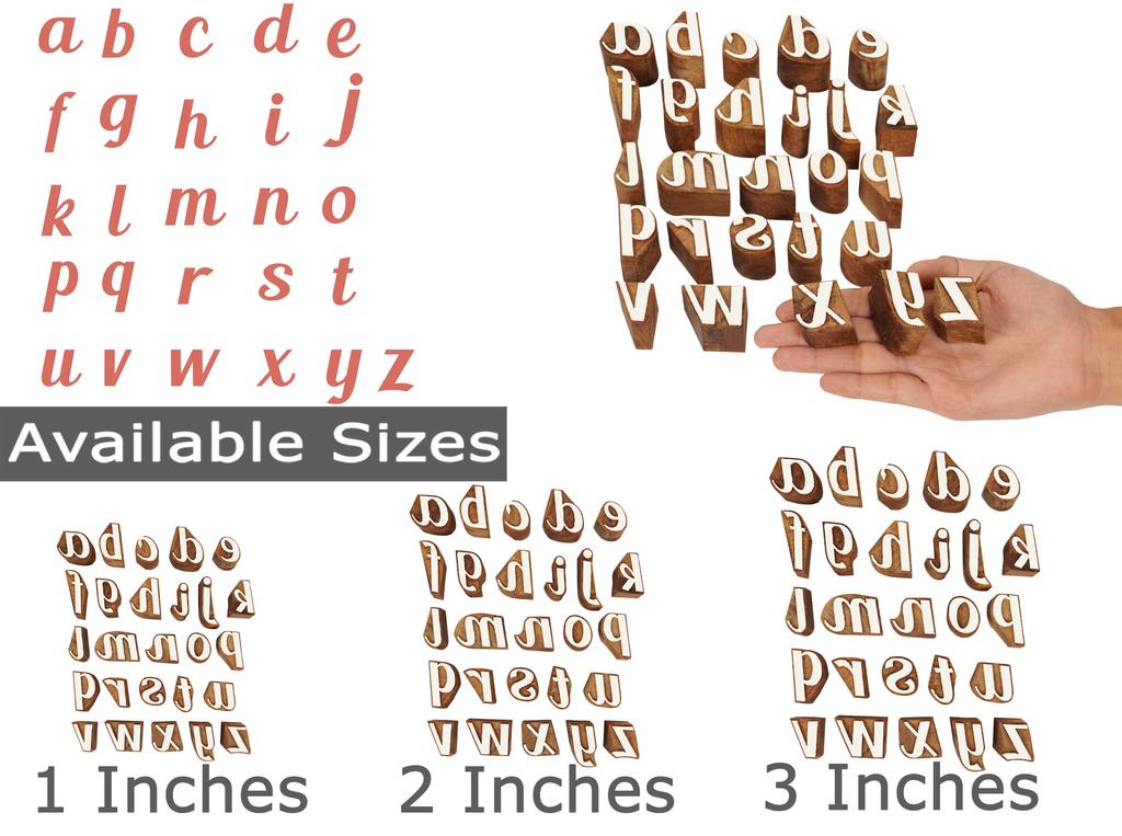IBA Indianbeautifulart Текстильный Печатный Блок Строчные буквы a-z Алфавит Резьба по Дереву Деревянный Штамп