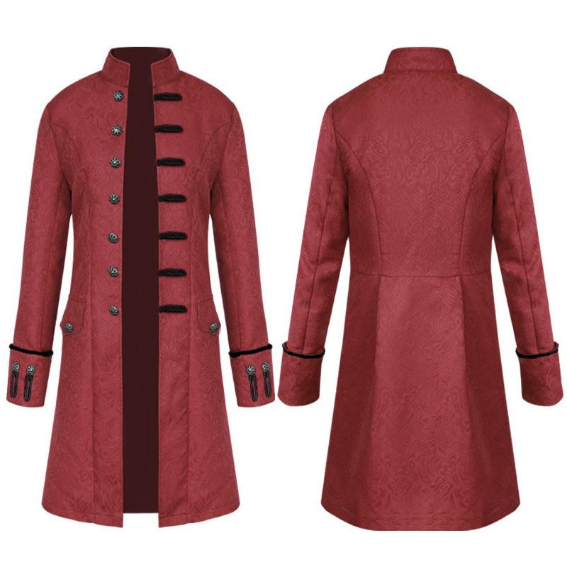 Mens Velvet Goth Steampunk Victorian Frock Coat Medieval Renaissance Court Knight Uniform Evening Party Costumes