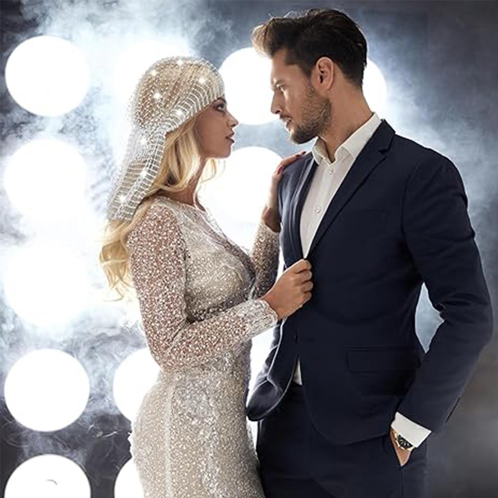 2 шт. сетчатая повязка на голову со стразами, головные платки для женщин, девушек, рейв-аксессуары для волос