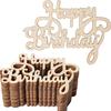 "Happy Birthday" Laser Cut Wooden Slice Handcraft Letter Carving Wood Craft Hanging Ornaments Home Party Decoration Madera