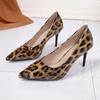 Модные леопардовые женские туфли на высоком каблуке 2025 Новая мода Туфли-лодочки с острым носком Дизайнерские Осенние Вечерние Сексуальные Женские Туфли Элегантные Платье Сандалии