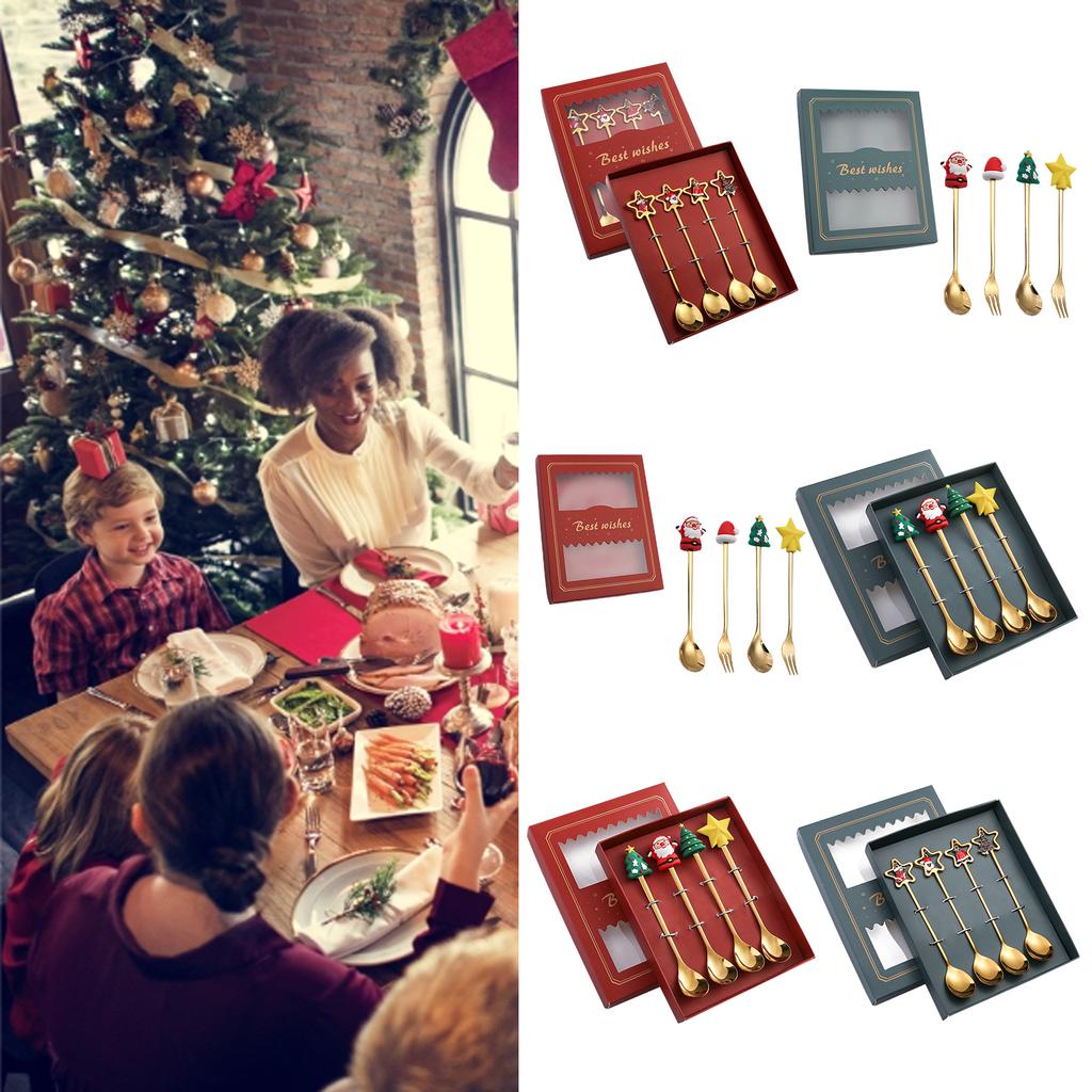 4pcs/set Christmas Cutlery Cartoon Festive Flatware Dining Table Accessories *