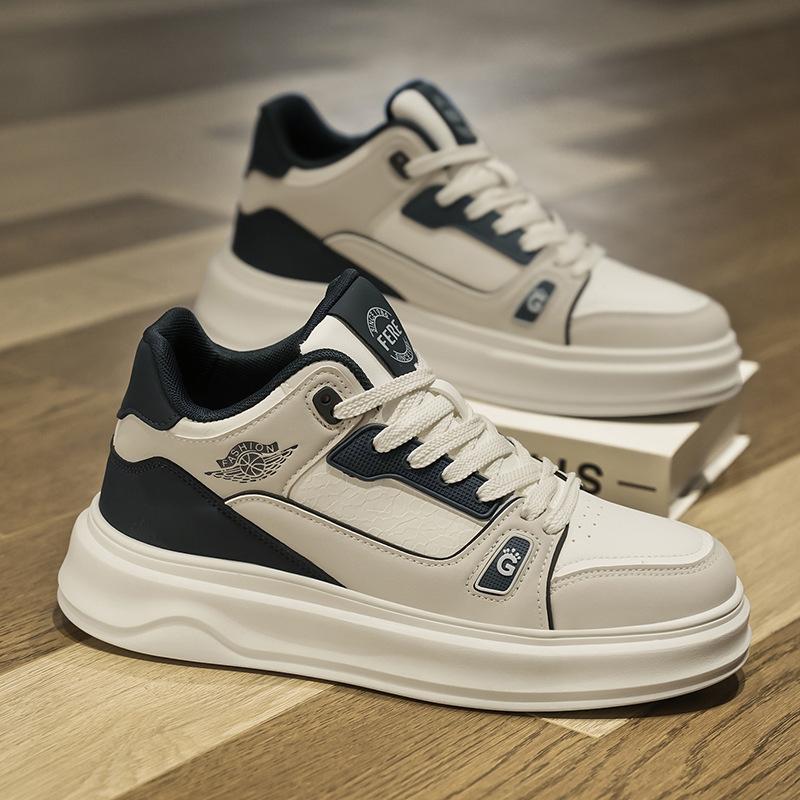 Мужская обувь Осенний тренд Студенческая повседневная обувь на доске Спортивная обувь на платформе для увеличения роста Белая обувь Tide