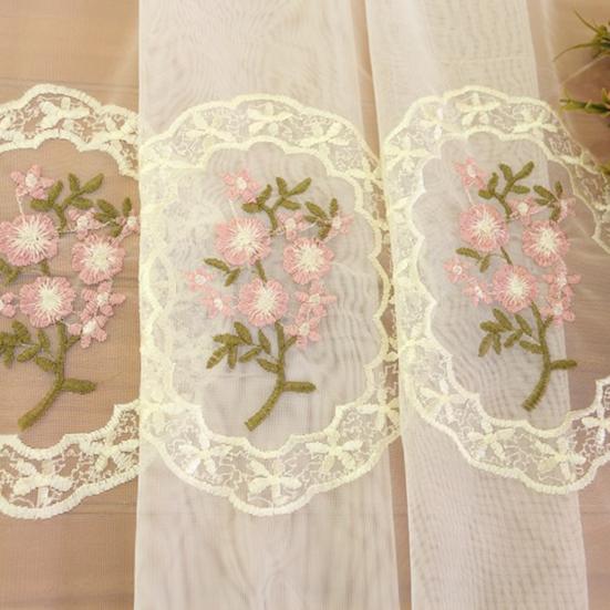 Yousheng Sheer Curtain Цветочная вышитая полупрозрачная ткань рассеивает свет Домашний декор Оконные шторы для гостиной