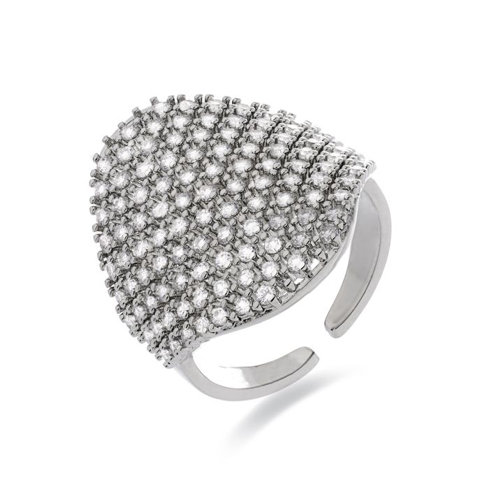 Anneau - LUXENTER - Idoï - Rhodié - Zircone brillante - Taille réglable