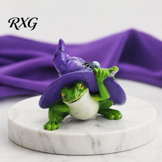 Detailed Star Moon Spider Figure Witch Frog Ornaments, Resin Magic Wizard Figurine, Micro-landscape Miniature Waterproof Micro Landscape Statue