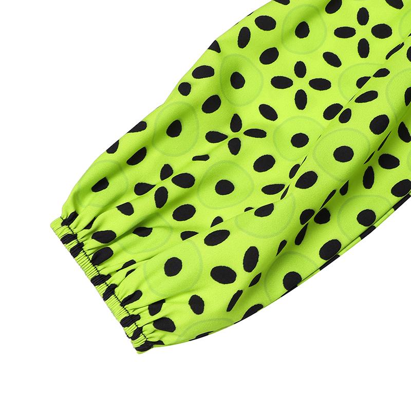 Женские платья большого размера с круглым вырезом и длинным рукавом с оборками и принтом