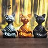 Buddha Cat Figurine Sitting Meditation Cat Statue Resin Buddha Cat Tabletop Ornament Collection for Indoor Decor Yoga Meditation