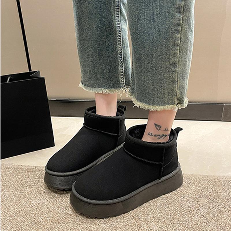 Осенние и зимние меховые зимние сапоги, женские меховые ботинки на толстой подошве, короткие сапоги на губчатой подошве