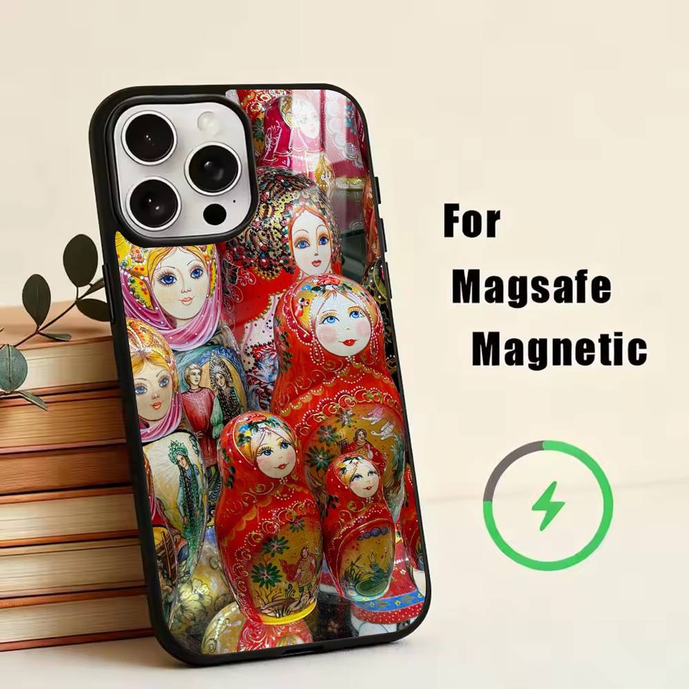Cute Russian Doll Art  Phone Case For iPhone17,16,15,14,13,12,11 Plus,Pro Magnetic with Magsafe Wireless Charging